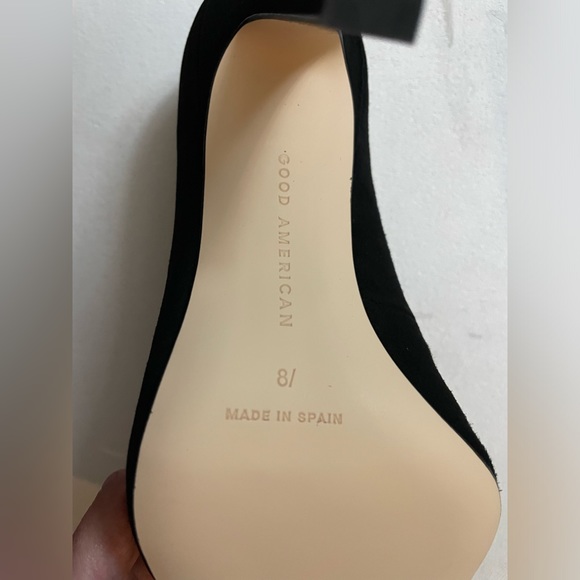 NIB Good American Black Suede Heels Pumps Size 8.5 - Picture 6 of 10